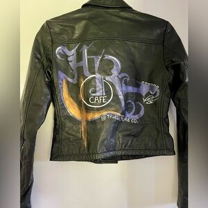 Rare Hard Rock HandPainted Studded Leather Moto Jacket🏍️